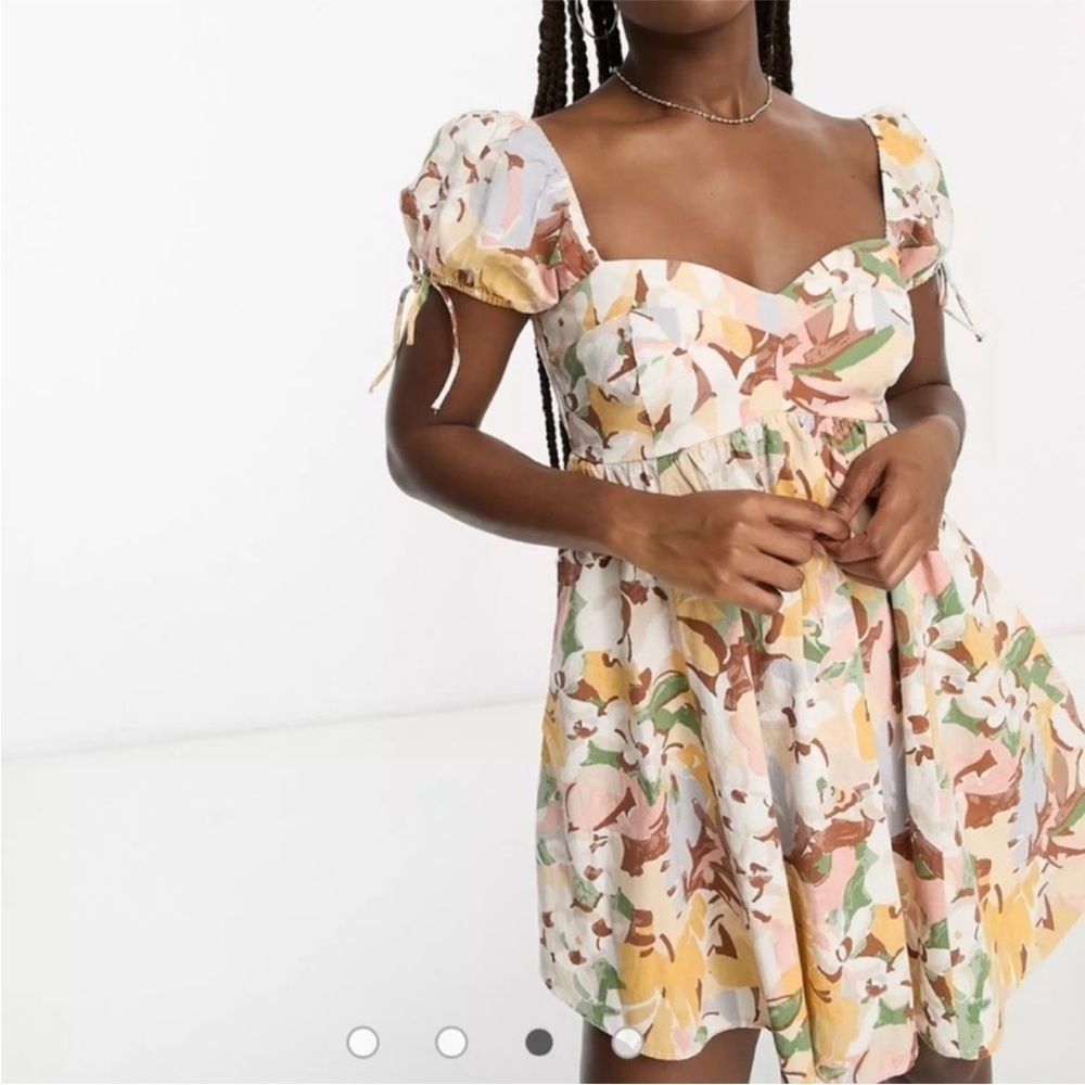 Abercrombie & Fitch Babydoll Mini Dress Tropical Floral Size L